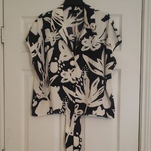 Cap Sleeve Womens Top Ties At Waist